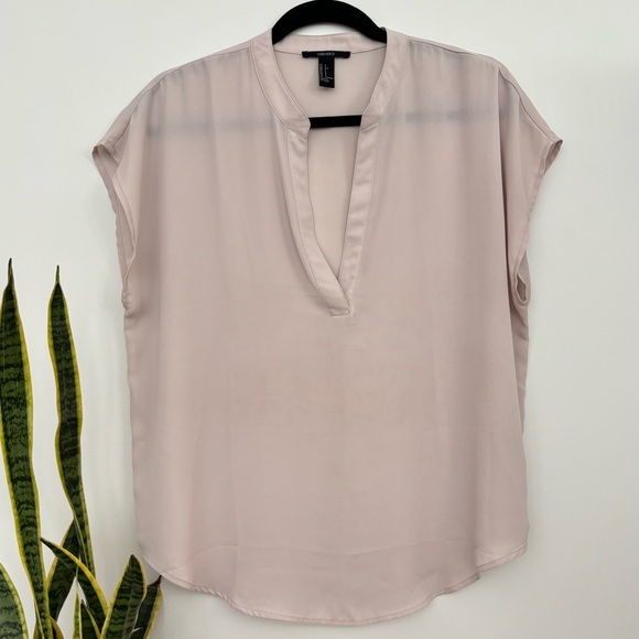 NWOT Forever 21 V-Neck Sheer Blouse - Picture 3 of 7
